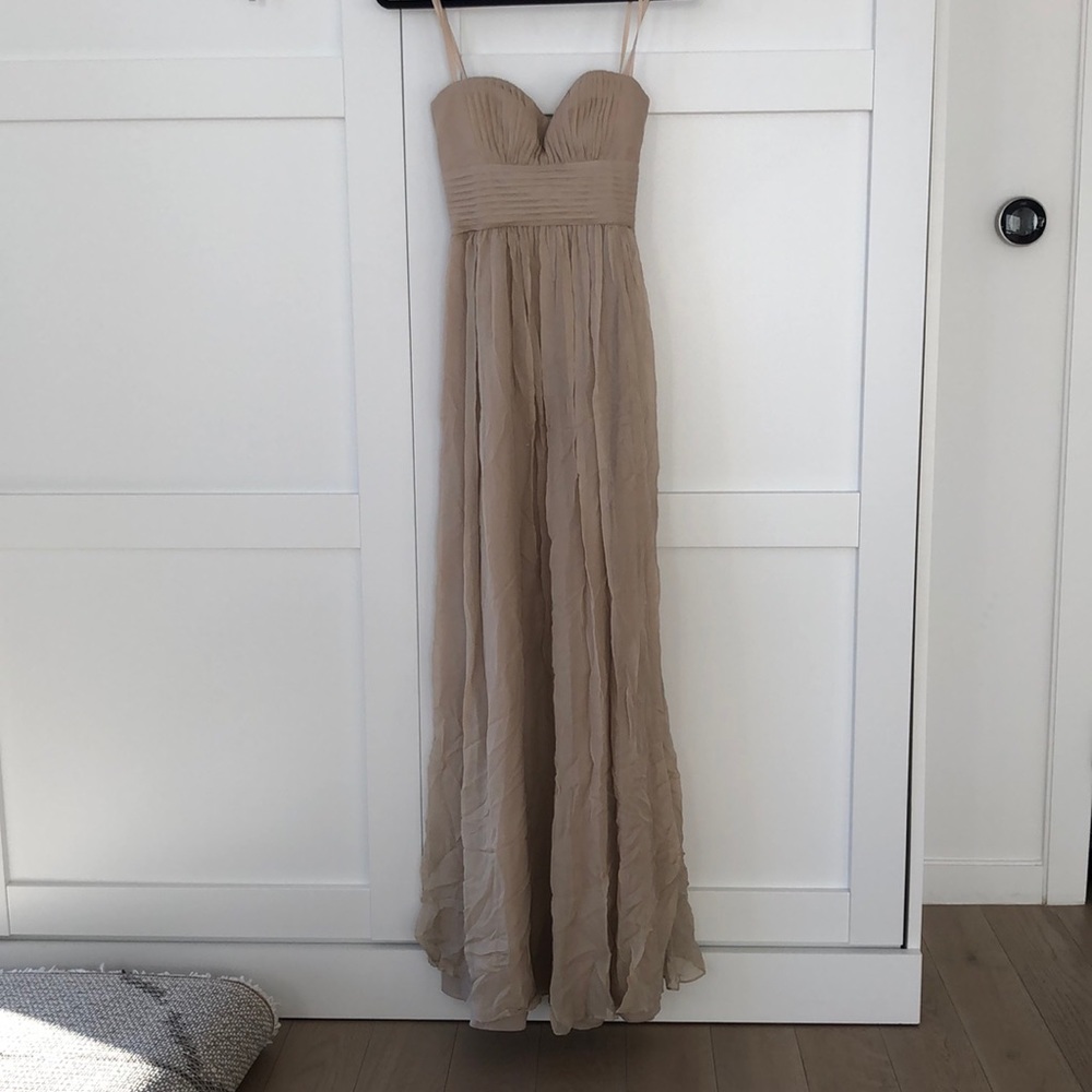 BCBG  MAXAZRIA STRAPLESS GOWN IN CHAMPAGNE COLOR